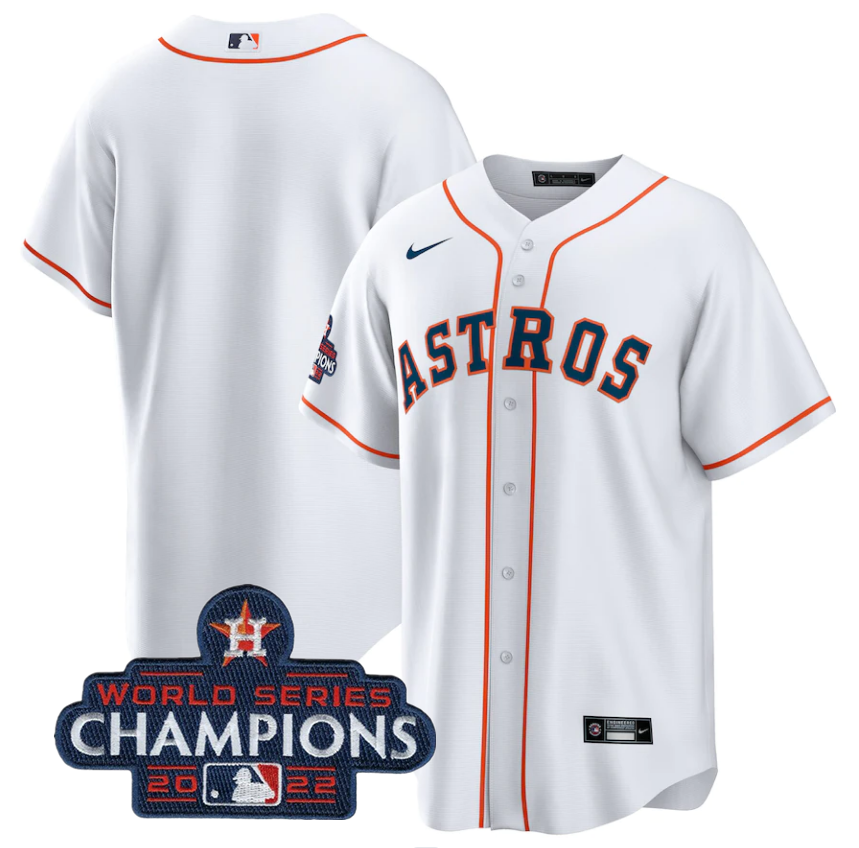 Men's Houston Astros #35 Justin Verlander White 2022 World Series Champions Home Stitched Baseball Jersey